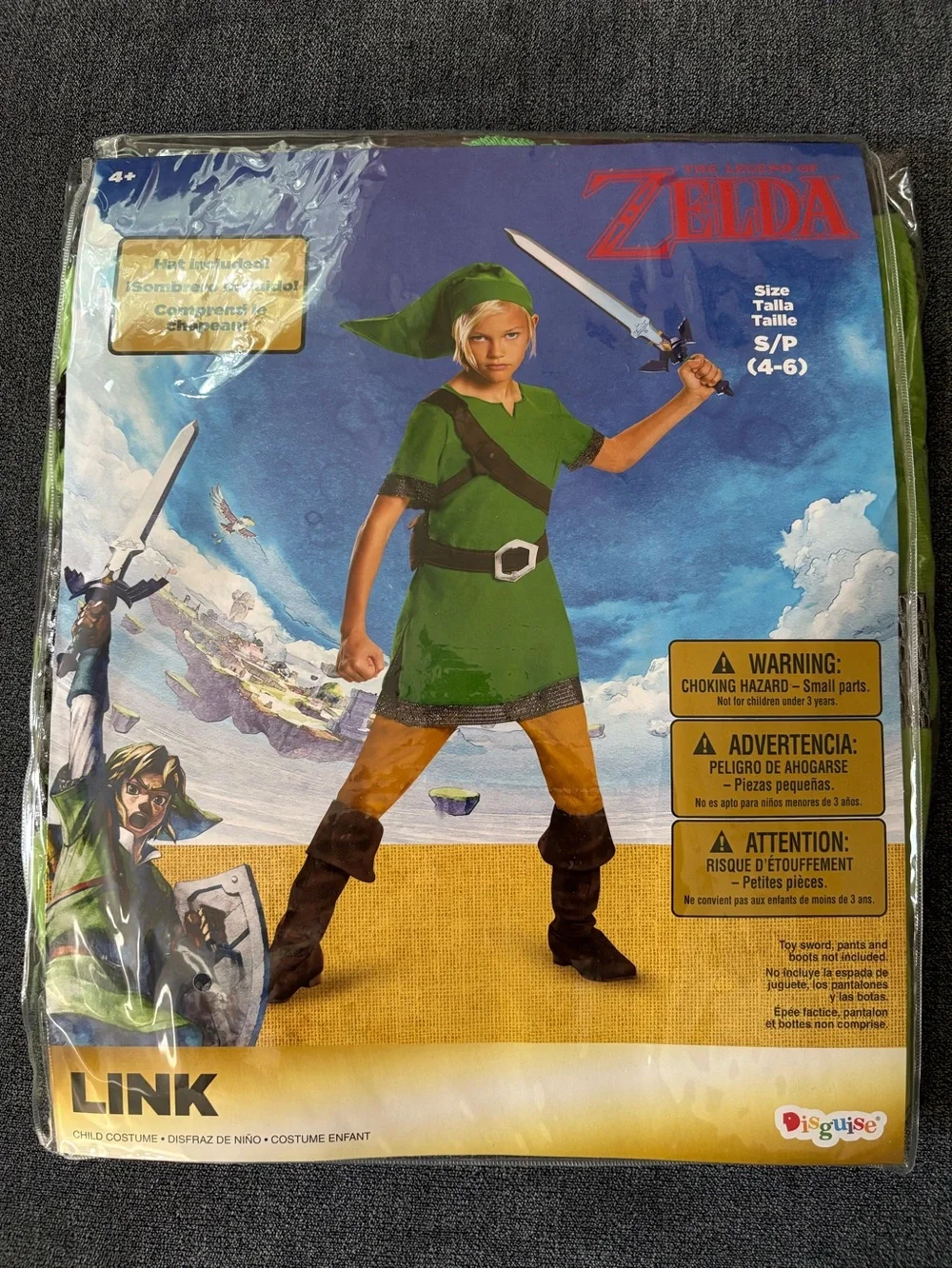 The Legend of Zelda Link Kids Green Costume - Official Packaging